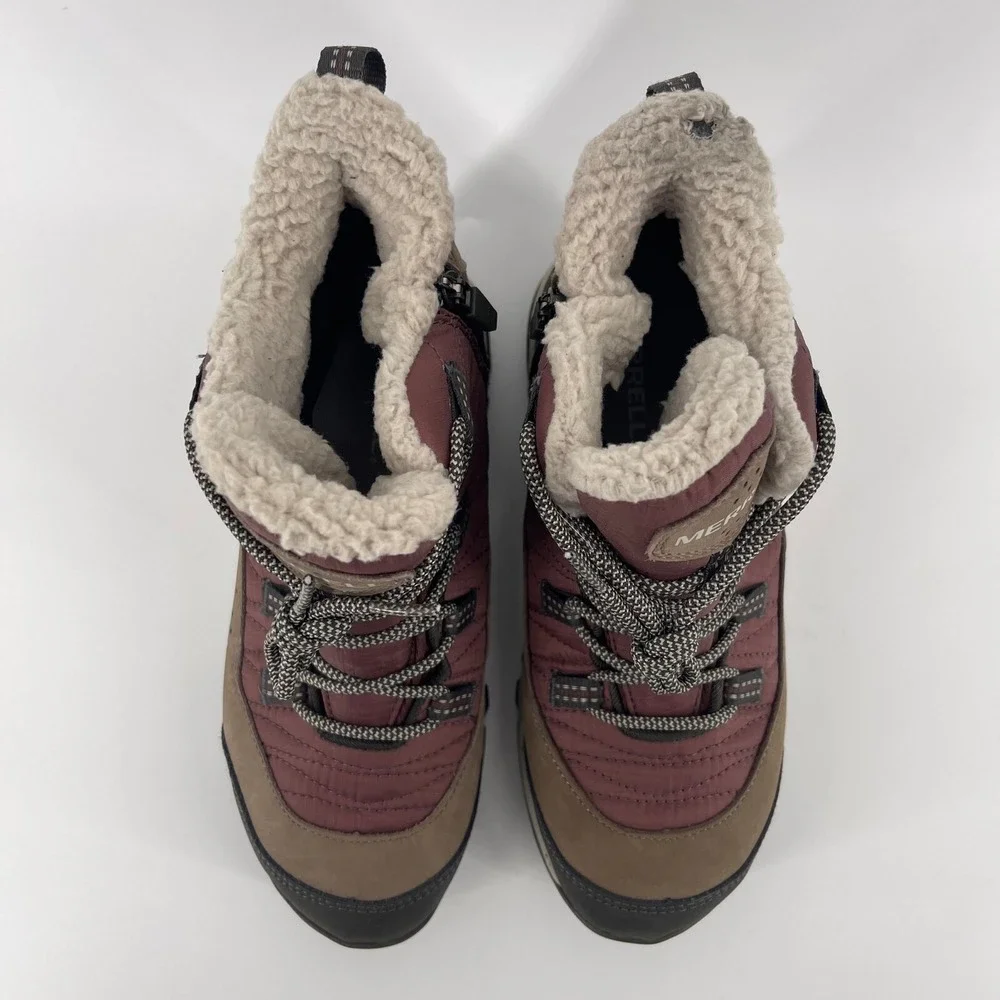 Merrell Women's Waterproof Winter Boots Insulated Vibram Burgundy‎ Size 6